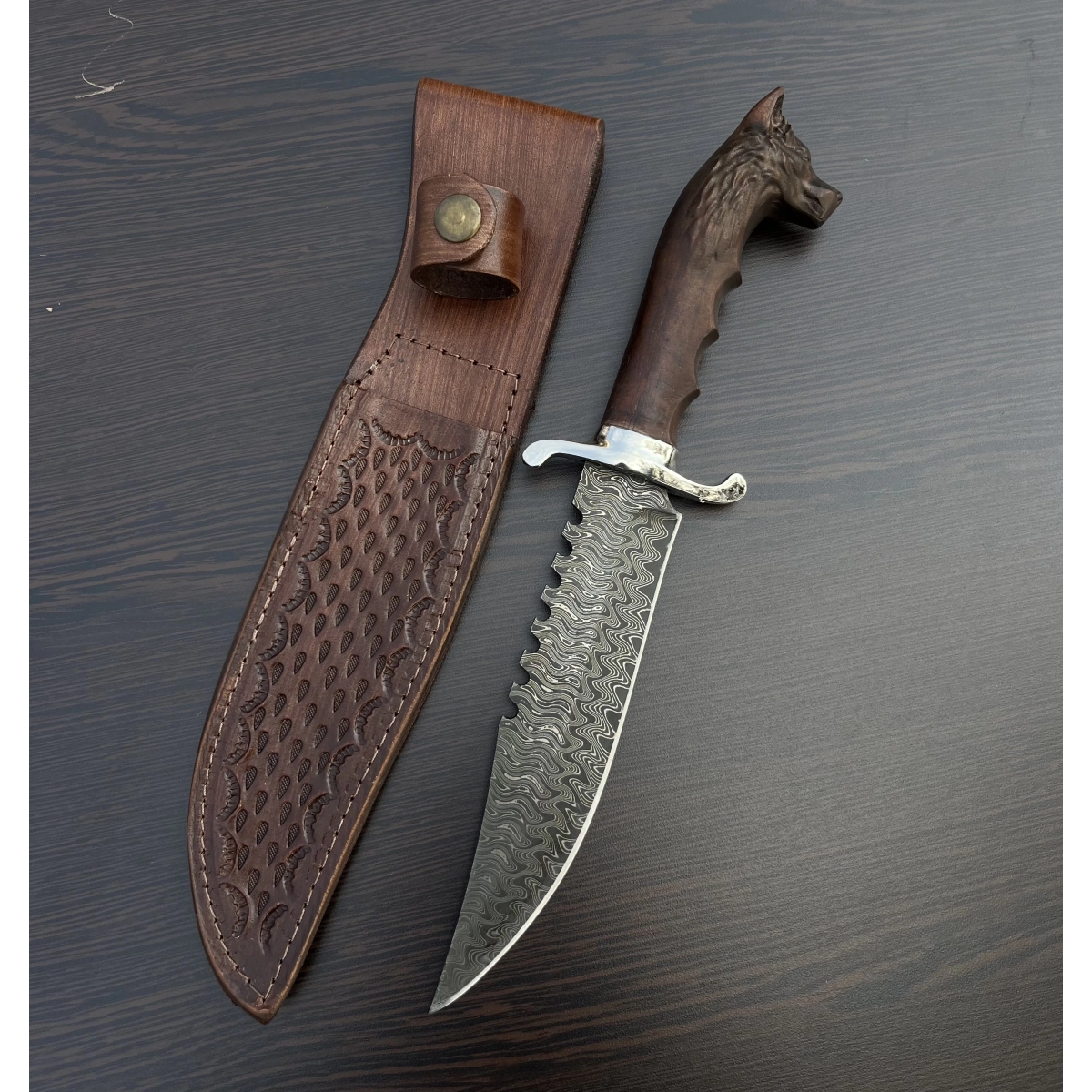 DAMASCUS KURT BAŞ KABZA TIRTIKLI OUTDOOR BIÇAK