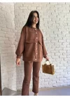 Oversize Bomber Ceket Ve Beli Lastikli Pantolon Takım