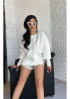 Unisex Oversize Kalıp Asimetrik Kesim İçi Şardonlu Sweatshirt