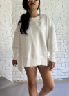 Unisex Oversize Kalıp Asimetrik Kesim İçi Şardonlu Sweatshirt