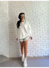 Unisex Oversize Kalıp Asimetrik Kesim İçi Şardonlu Sweatshirt