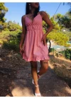 Kadın V Yaka Askılı Mini Sunny Elbise