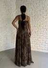 Kadın Askılı Etnik Desenli Şifon Elbise