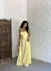 Kadın Askılı Uzun Poplin Tasarım Elbise