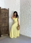Kadın Askılı Uzun Poplin Tasarım Elbise