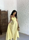 Kadın Askılı Uzun Poplin Tasarım Elbise