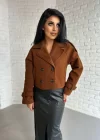 Kadın Astarlı Kolları Kemerli Kısa Kaşe Kaban