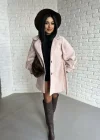 Kadın Balon Kol Astarlı Buklet Kumaş Kaban