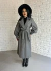 Kadın Balon Kol PREMİUM Astarlı Uzun Kaban