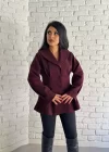Kadın Belden Oturtmalı Pensli Tasarım Kaşe Kaban