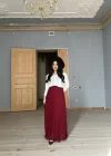 Kadın Beli Lastikli Piliseli Şifon Tasarım Etek