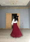 Kadın Beli Lastikli Piliseli Şifon Tasarım Etek