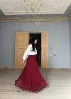 Kadın Beli Lastikli Piliseli Şifon Tasarım Etek