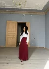 Kadın Beli Lastikli Piliseli Şifon Tasarım Etek