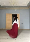 Kadın Beli Lastikli Piliseli Şifon Tasarım Etek