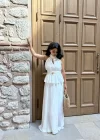 Kadın Beyaz Yaka Halter Yaka Ve Etek Tasarım Takım