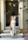 Kadın Beyaz Yaka Halter Yaka Ve Etek Tasarım Takım