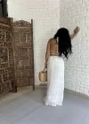 Kadın Boyundan Bağlamalı Sırtı Açık Büstiyer Ve Etek Takım