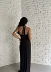Kadın Fırfırlı Uzun Boyundan Bağlamalı Tasarım Elbise