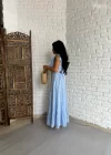 Kadın Fiyonk Bağlama Detaylı Sırt Dekolteli Fırfırlı Fisto Elbise