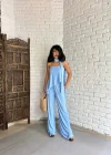Kadın Fularlı İkili Straplez Bluz Ve Pantolon Takım
