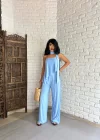 Kadın Fularlı İkili Straplez Bluz Ve Pantolon Takım