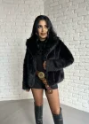 Kadın Geniş Yaka Astarlı Kürk Mont