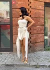 Kadın Gül Aksesuarlı Etek Ve Büstiyer Tasarım Takım
