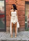 Kadın Gül Aksesuarlı Etek Ve Büstiyer Tasarım Takım