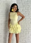 Kadın Halter Yaka Fırfırlı Şortlu Elbise