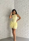 Kadın Halter Yaka Fırfırlı Şortlu Elbise