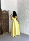 Kadın İstiridye Göğüs Detaylı Uzun Askılı Elbise