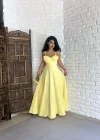 Kadın İstiridye Göğüs Detaylı Uzun Askılı Elbise