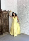 Kadın İstiridye Göğüs Detaylı Uzun Askılı Elbise