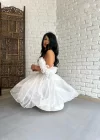 Kadın Kalp Yaka Kol Detaylı Tül BELLA Elbise