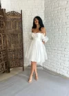 Kadın Kalp Yaka Kol Detaylı Tül BELLA Elbise