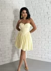 Kadın Kalp Yaka Korse Detaylı Arkası Bağçıklı Mini Elbise