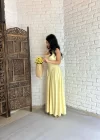 Kadın Kare Yaka Askılı Uzun Elbise