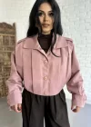 Kadın Kısa Pile Detaylı Trençkot