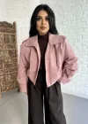 Kadın Kısa Pile Detaylı Trençkot