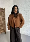 Kadın Kısa Pile Detaylı Trençkot