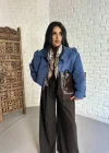 Kadın Kısa Pile Detaylı Trençkot