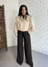 Kadın Kısa Pile Detaylı Trençkot