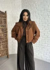 Kadın Kısa Pile Detaylı Trençkot