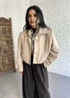 Kadın Kısa Pile Detaylı Trençkot