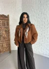 Kadın Kısa Pile Detaylı Trençkot