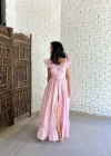 Kadın Kolları Fırfırlı Uzun Tasarım Gömlek Elbise