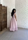 Kadın Kolları Fırfırlı Uzun Tasarım Gömlek Elbise