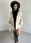 Kadın Kuşaklı Oversize Kısa Kaşe Kaban