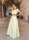 Kadın Omuz Fiyonklu Poplin İkili Takım